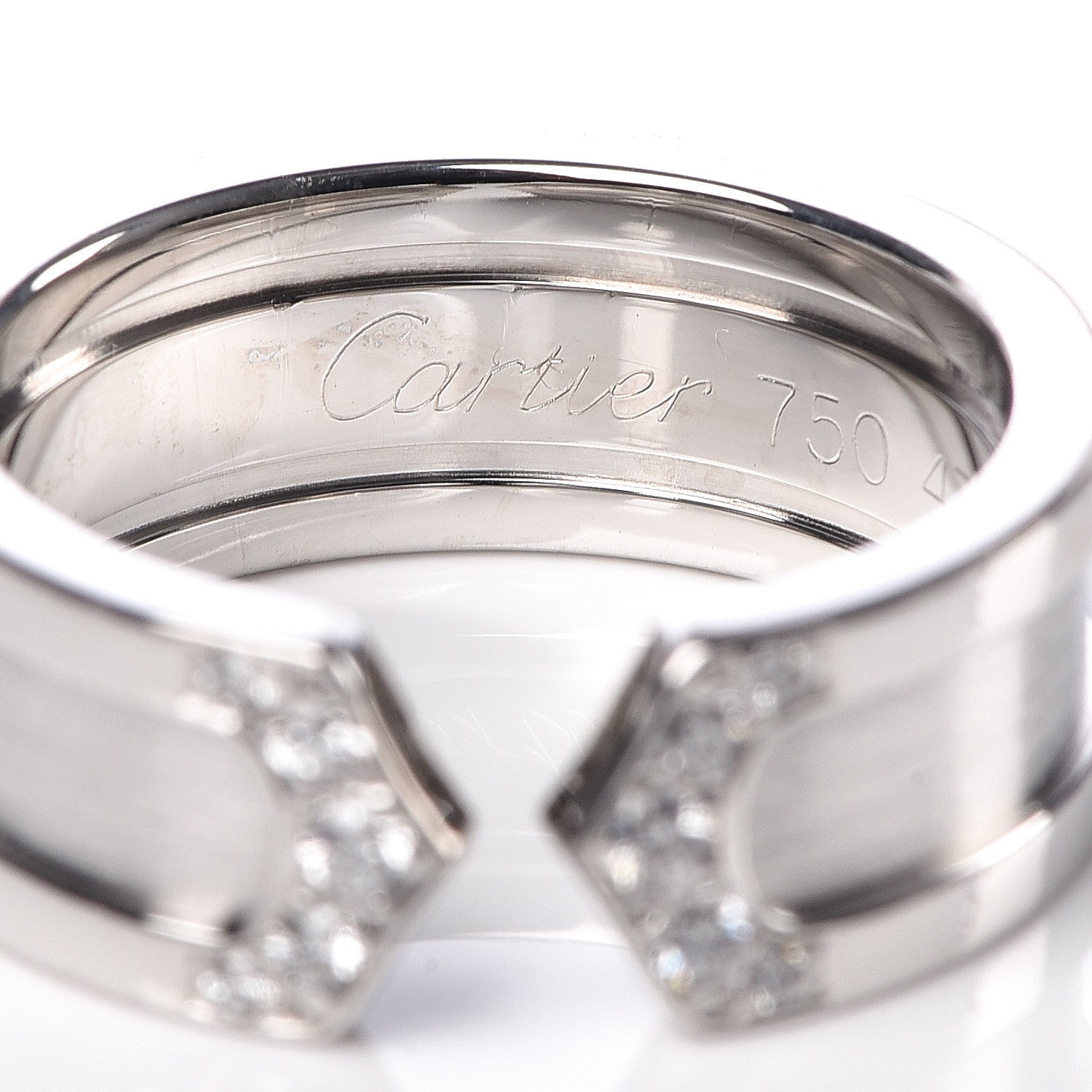 Cartier 18K White Gold Diamond 6.5mm Logo De Ring 47 4 5 of 5