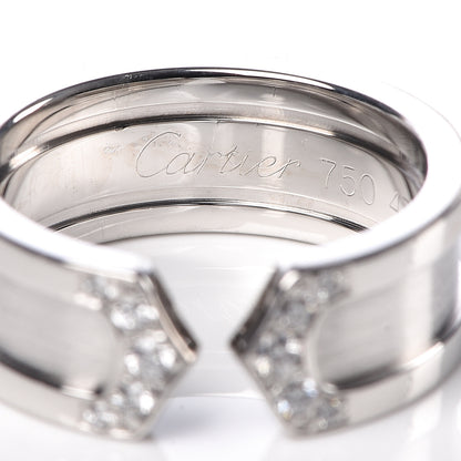 Cartier 18K White Gold Diamond 6.5mm Logo De Ring 47 4 5 of 5