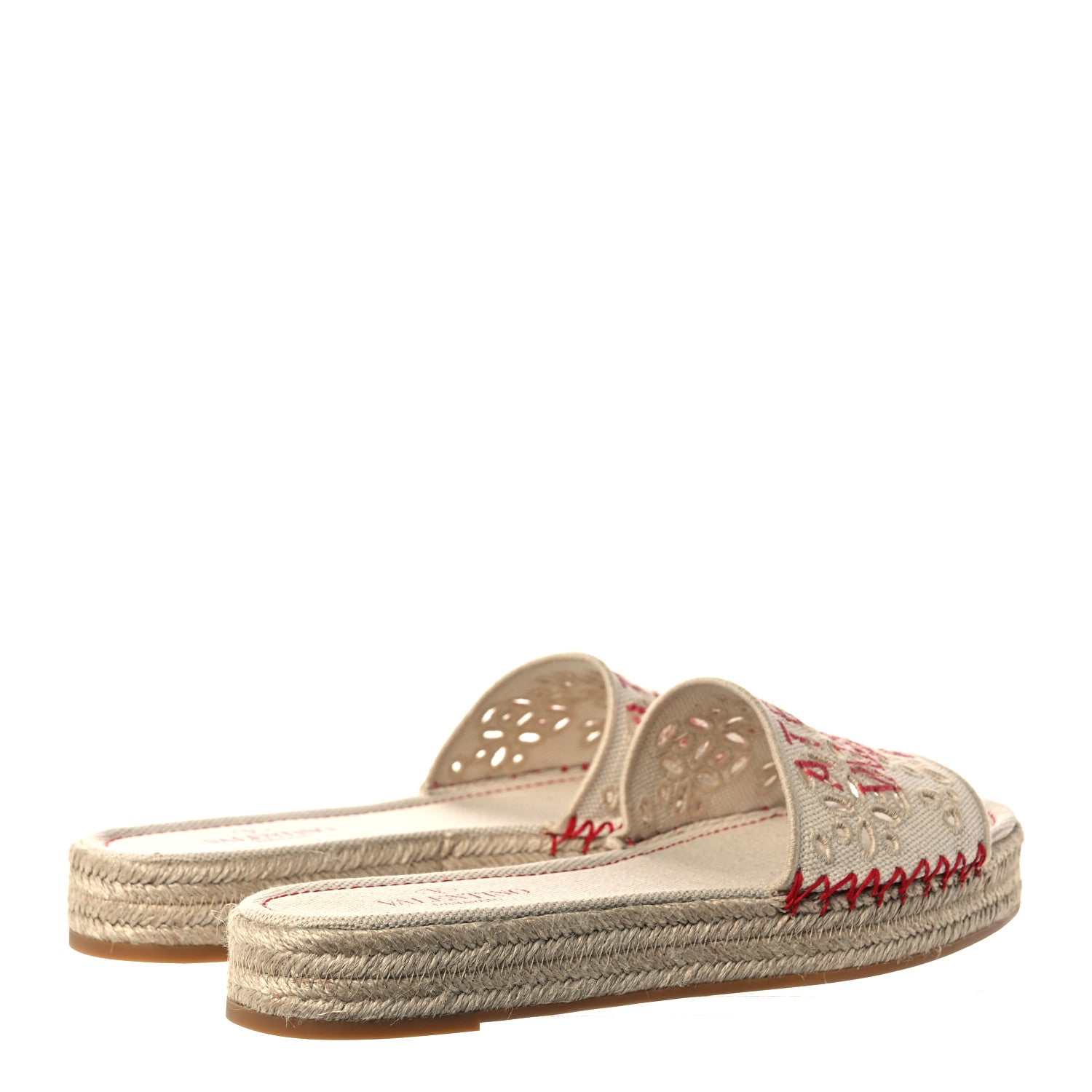 Valentino Garavani Canvas Atelier 08 San Gallo Edition Espadrille Flat Slide Sandals 38 Natural 4 of 8