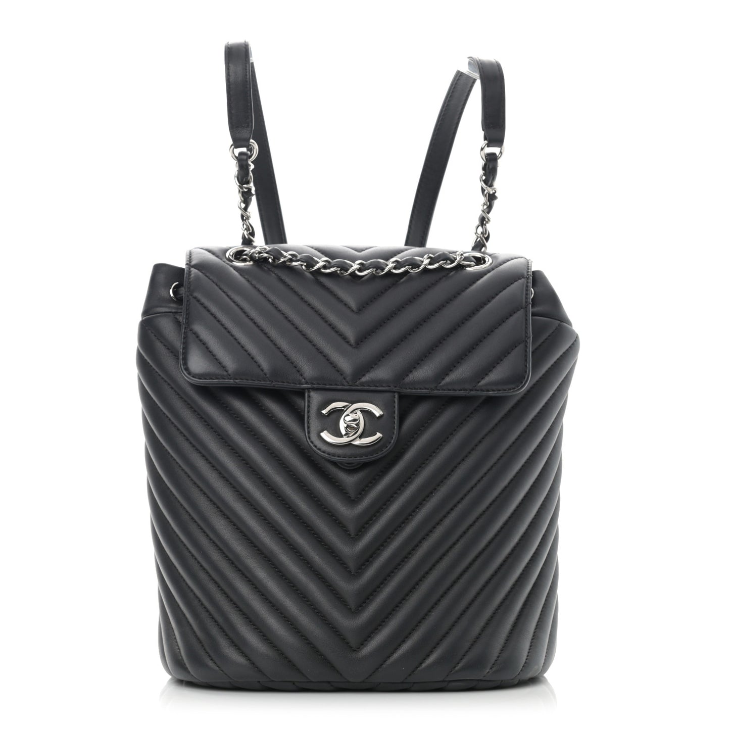 Calfskin Chevron Quilted Small Urban Spirit Backpack Black