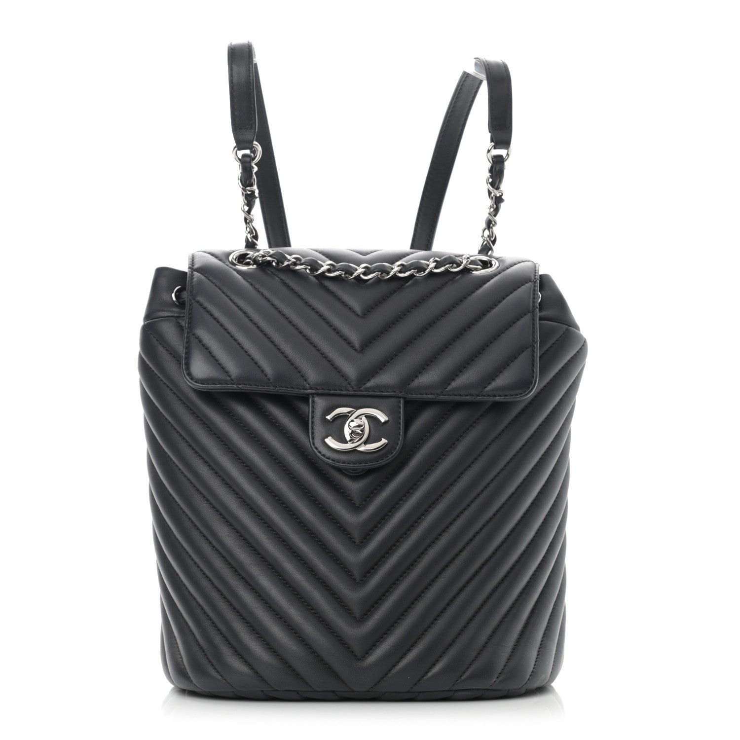 Chanel Calfskin Chevron Quilted Small Urban Spirit Backpack Black 1 of 12