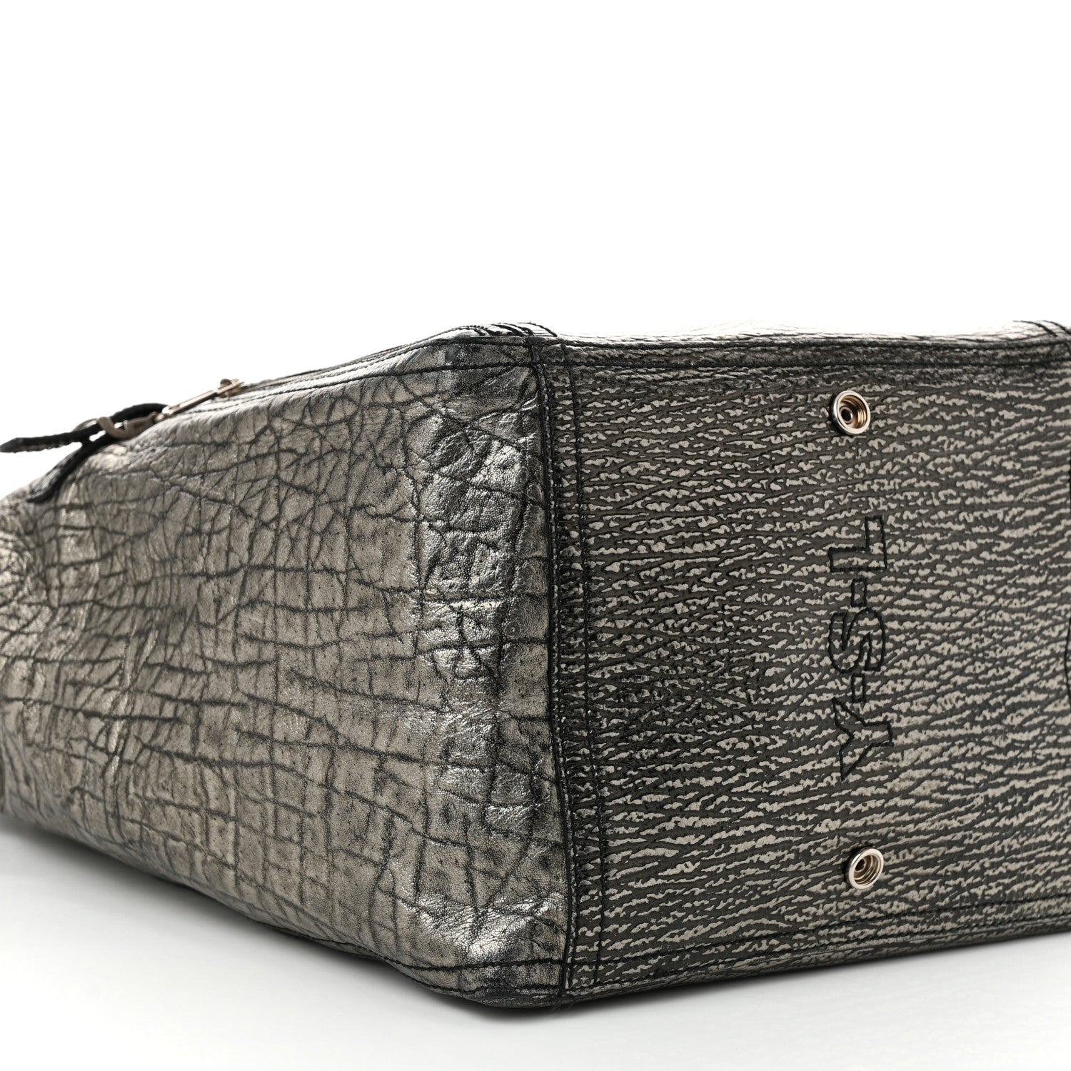 Saint Laurent Metallic Embossed Large Downtown Tote Black 9 of 11