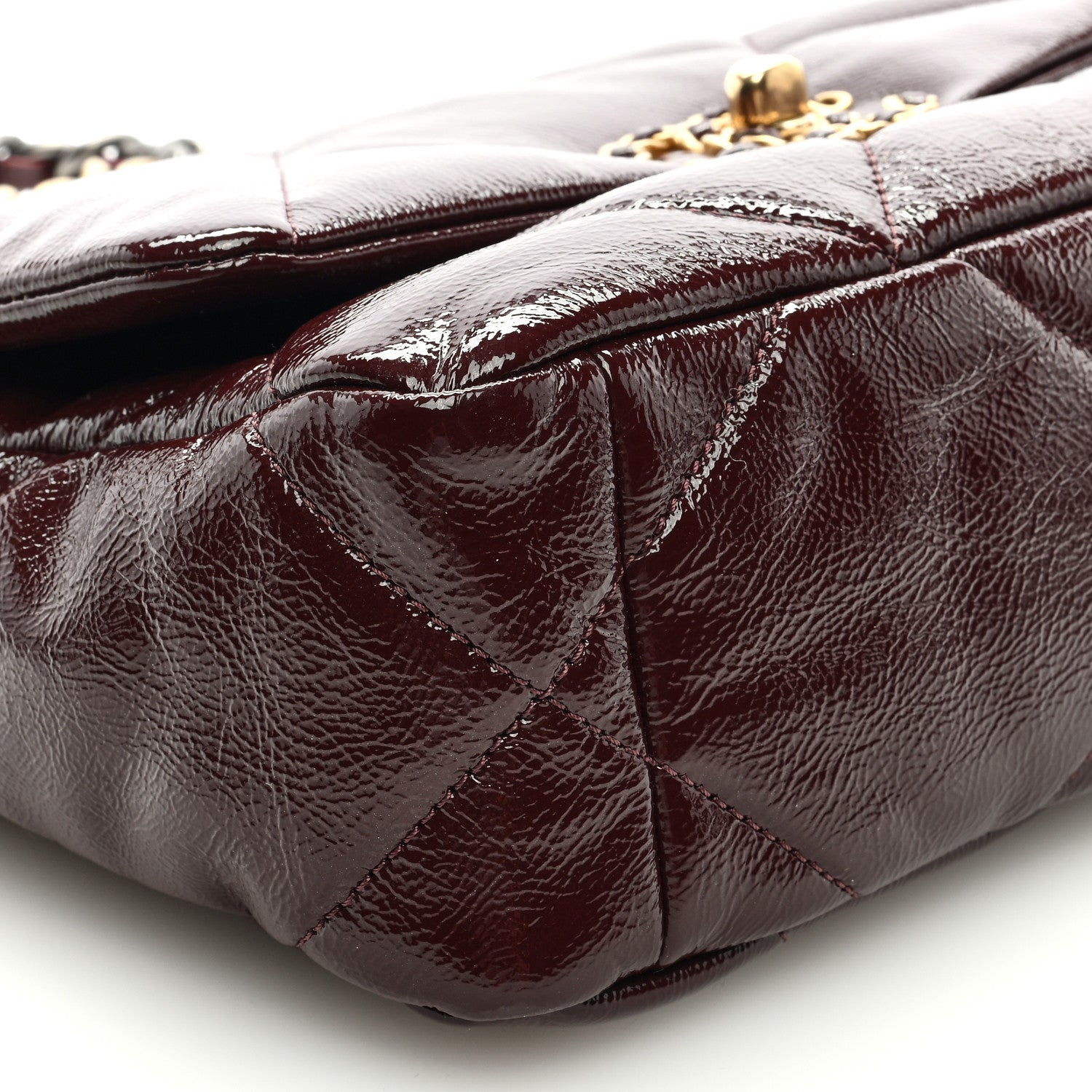 Chanel Shiny Crumpled Calfskin Quilted Medium Chanel 19 Flap Burgundy 8 of 9