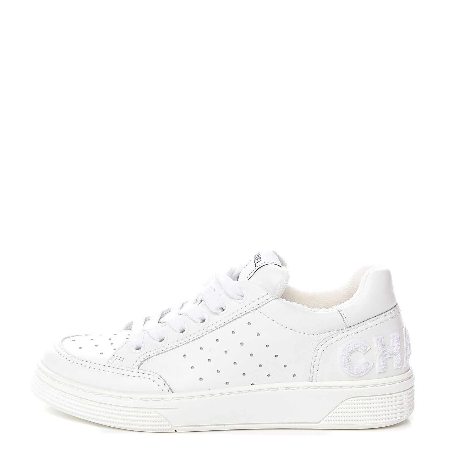 Calfskin Womens Logo Sneakers 38 White