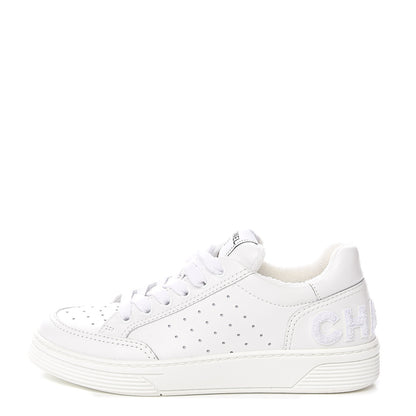 Chanel Calfskin Womens Logo Sneakers 38 White 1 of 9