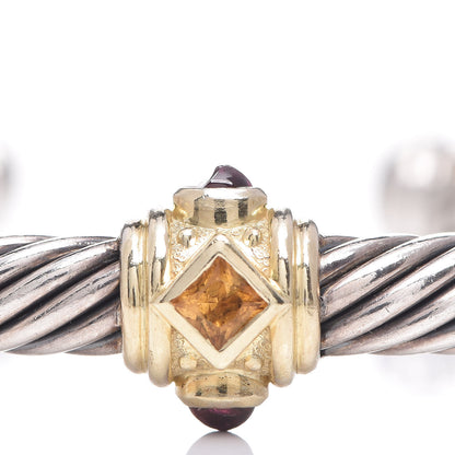 David Yurman Sterling Silver 14K Yellow Gold Citrine Rhodolite Garnet 5mm Cable Renaissance Station Bracelet 5 of 5