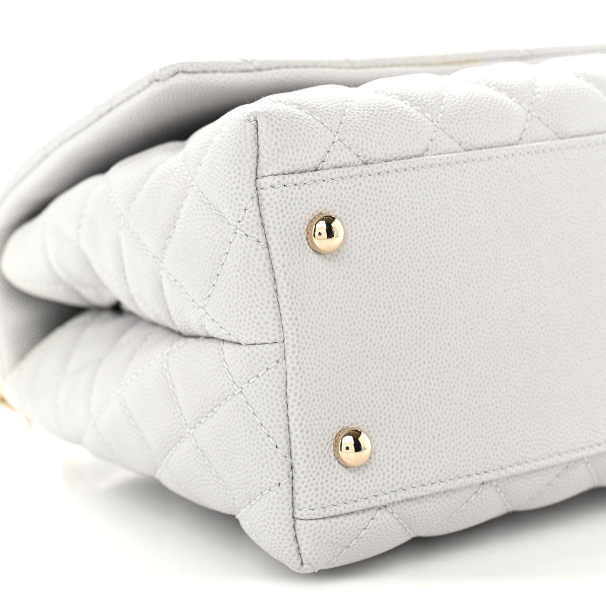 Caviar Quilted Small Coco Handle Flap Light Grey