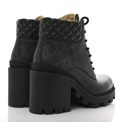 Gucci Apollo Calfskin GG Supreme Nappa Samoa Quilted Lace Up Ankle Boots 39.5 Black 5 of 10