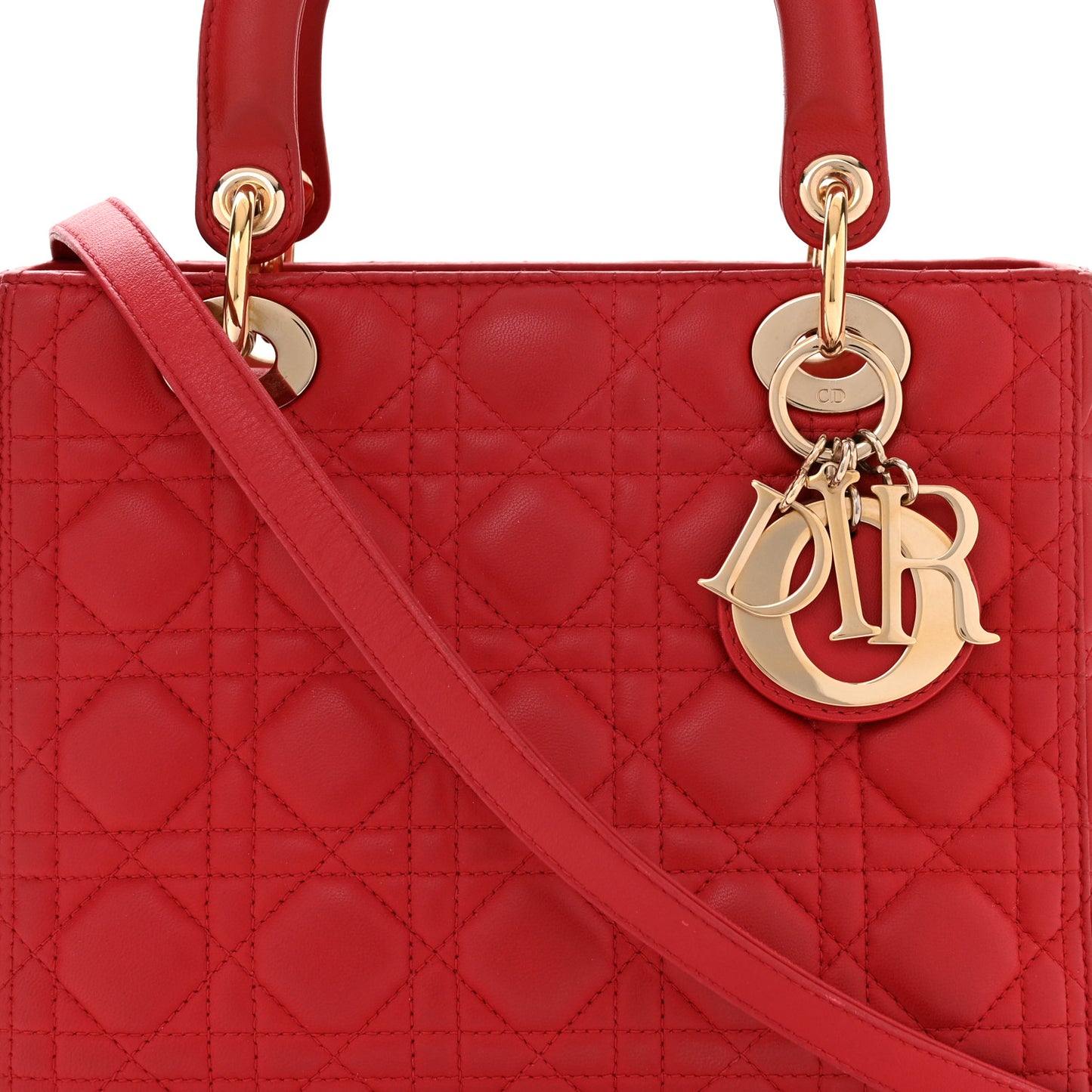 Lambskin Cannage Medium Lady Dior Red