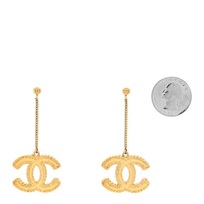 Chanel CC Drop Earrings Matte Gold 2 of 4