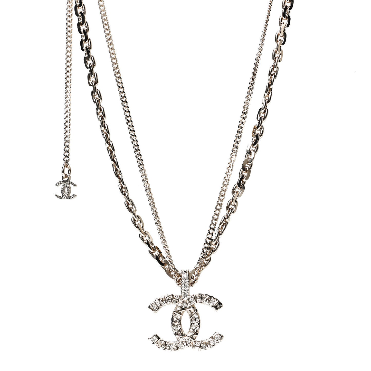 Crystal CC Multi Strand Chain Necklace Gold