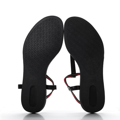Gucci Nappa Web Wimbledon Thong Sandals 36.5 Black 5 of 9