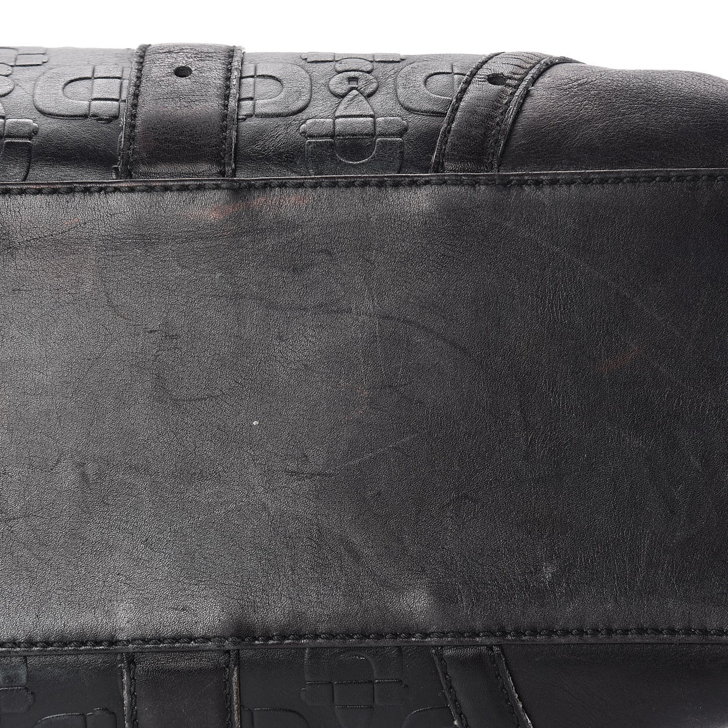 Calfskin Horsebit Embossed Large Glam Shoulder Bag Black