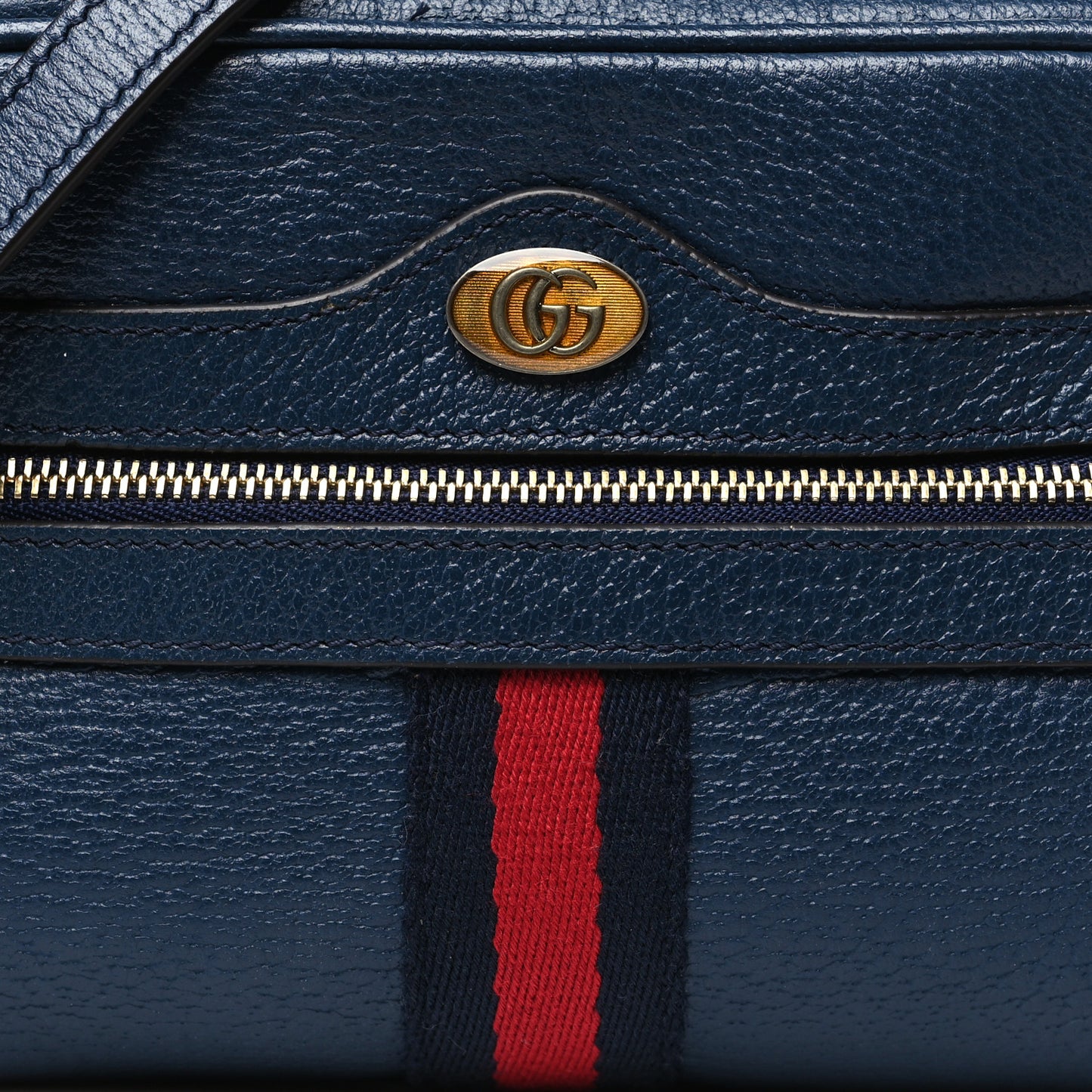 Textured Calfskin Web Mini Ophidia Shoulder Bag Blue Agata