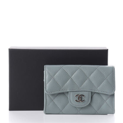 Chanel Caviar Quilted Flap Card Holder Wallet Blue 12 of 12