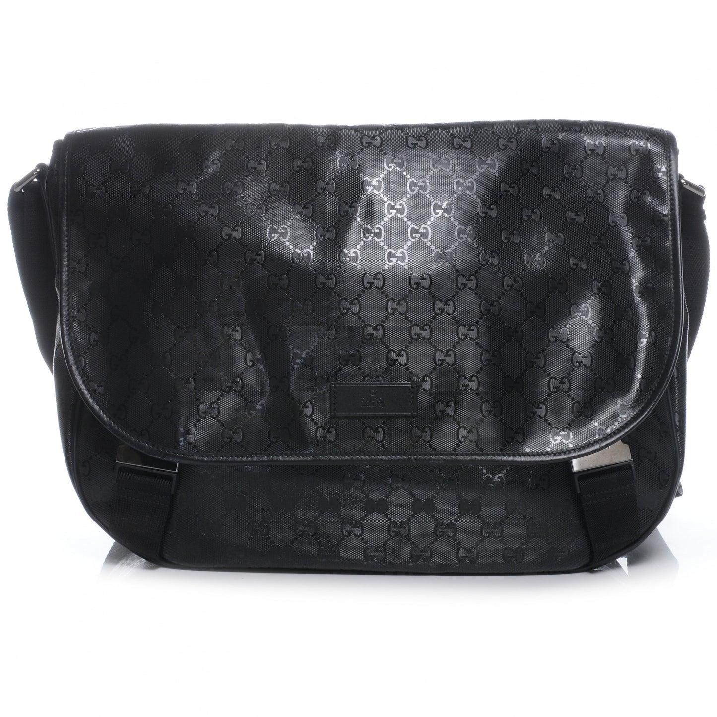 Imprime Monogram Large Double Buckle Flap Messenger Bag Black