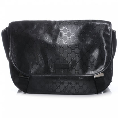 Gucci Imprime Monogram Large Double Buckle Flap Messenger Bag Black 1 of 8