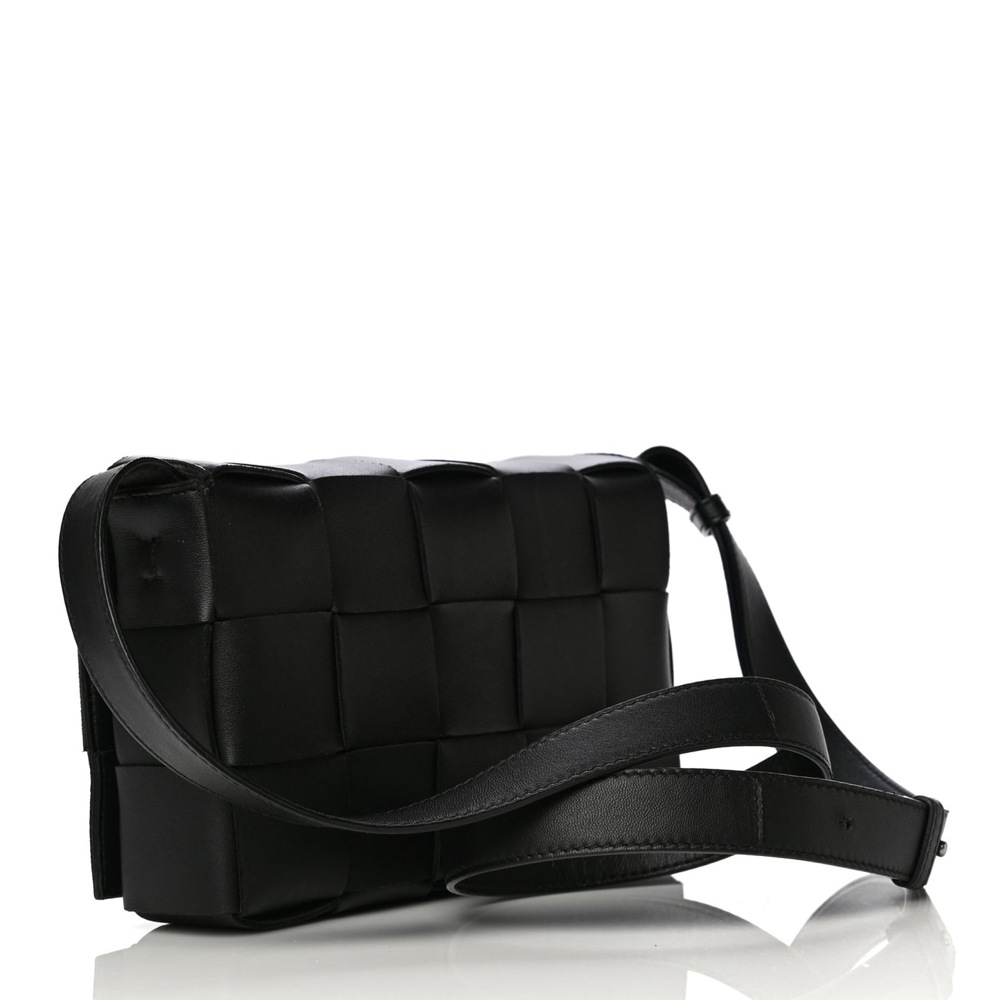 Lambskin Maxi Intrecciato Cassette Crossbody Bag Black