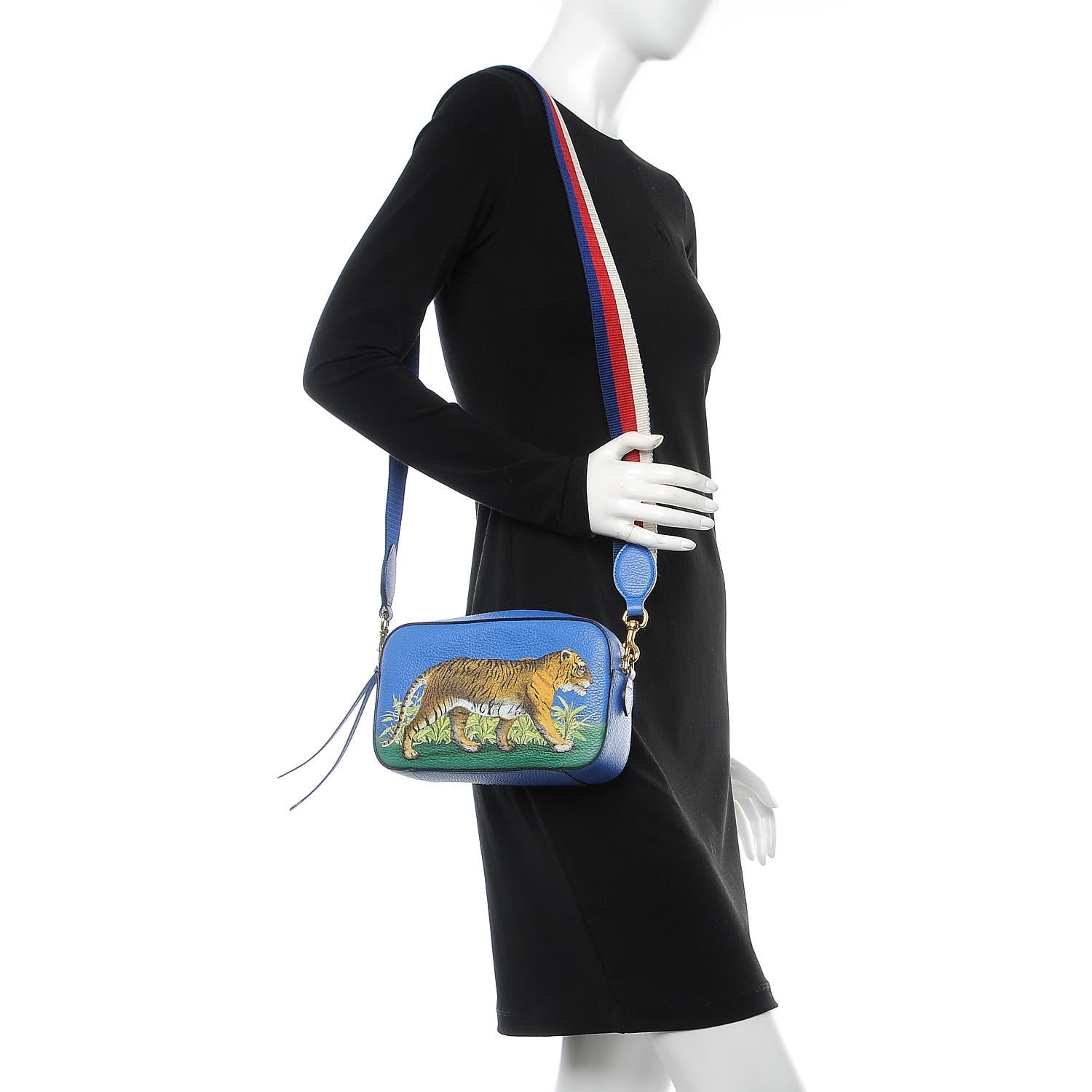 Gucci Calfskin Sylvie Tiger Print Camera Bag Multicolor Dark Sky 2 of 8