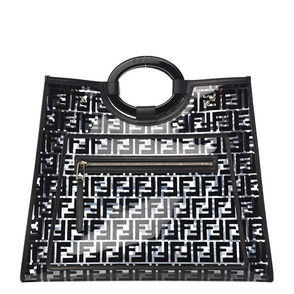 Fendi TPU FF Vitello Century Plexiglass Large Runaway Shopper Tote Black 1 of 12