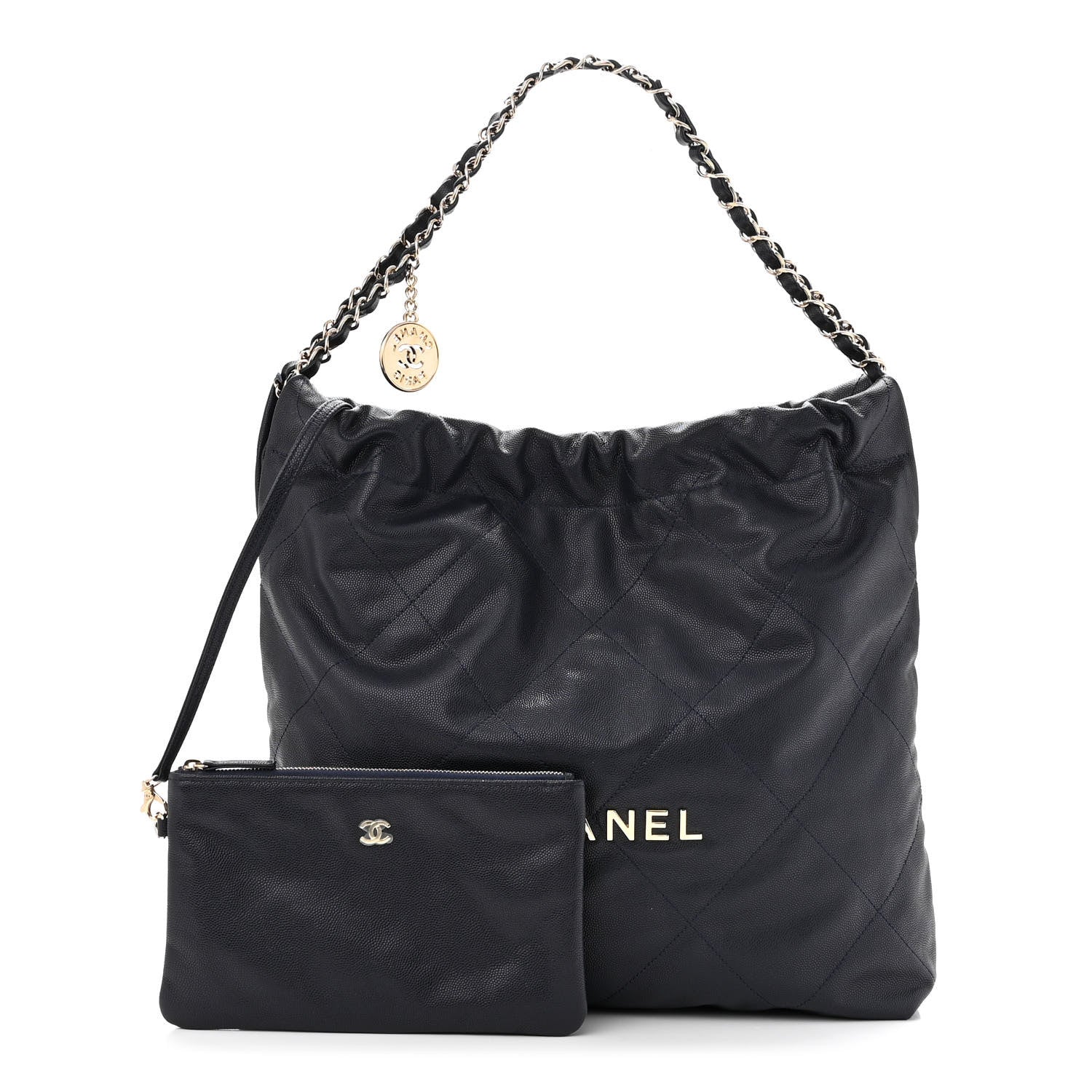 Chanel Shiny Caviar Quilted Small Chanel 22 Dark Blue 1 of 11
