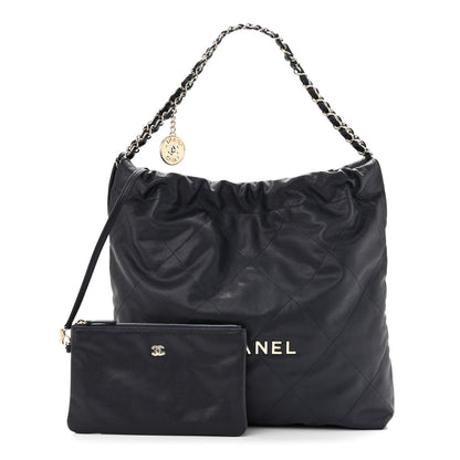 Chanel Shiny Caviar Quilted Small Chanel 22 Dark Blue 1 of 11