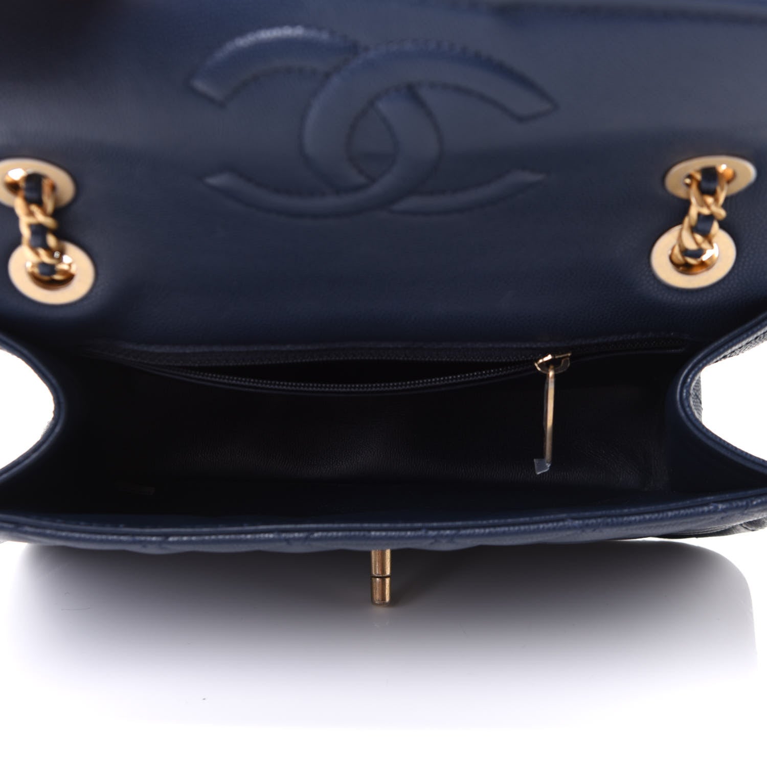 Chanel Caviar Quilted Medium Sweet Classic Flap Navy Blue 4 of 11