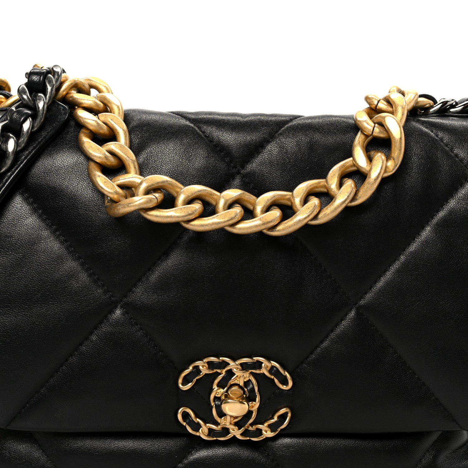 Chanel Goatskin Quilted Large Chanel 19 Flap Black 8 of 10