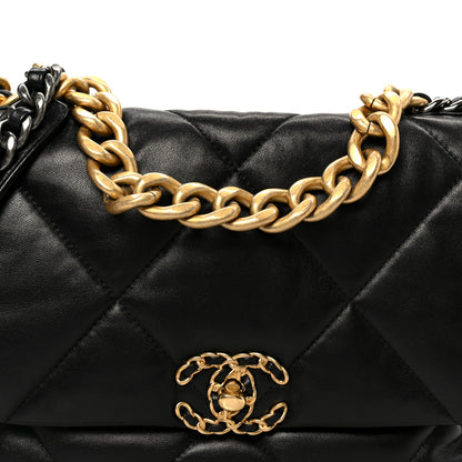 Chanel Goatskin Quilted Large Chanel 19 Flap Black 8 of 10