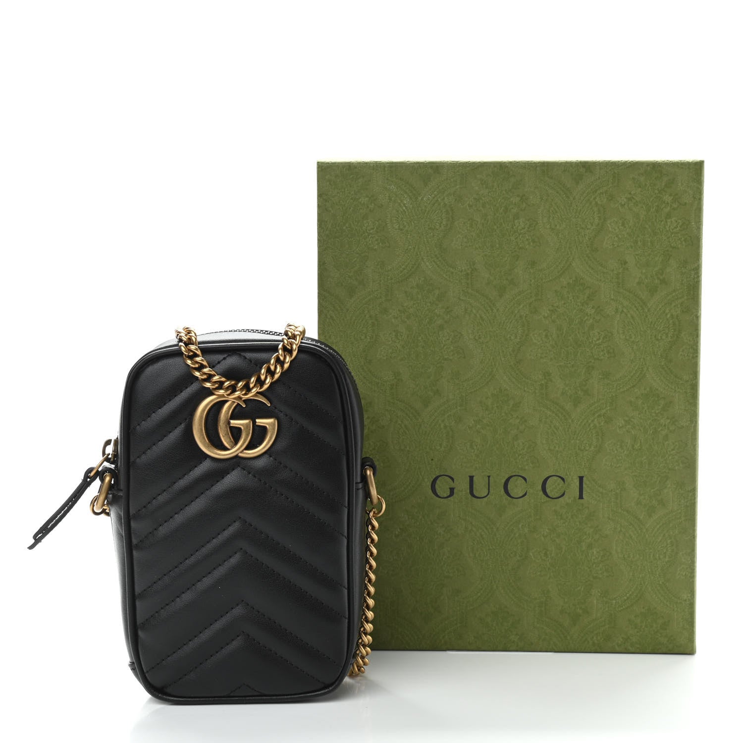 Gucci Calfskin Matelasse Mini GG Marmont Crossbody Bag Black 11 of 11