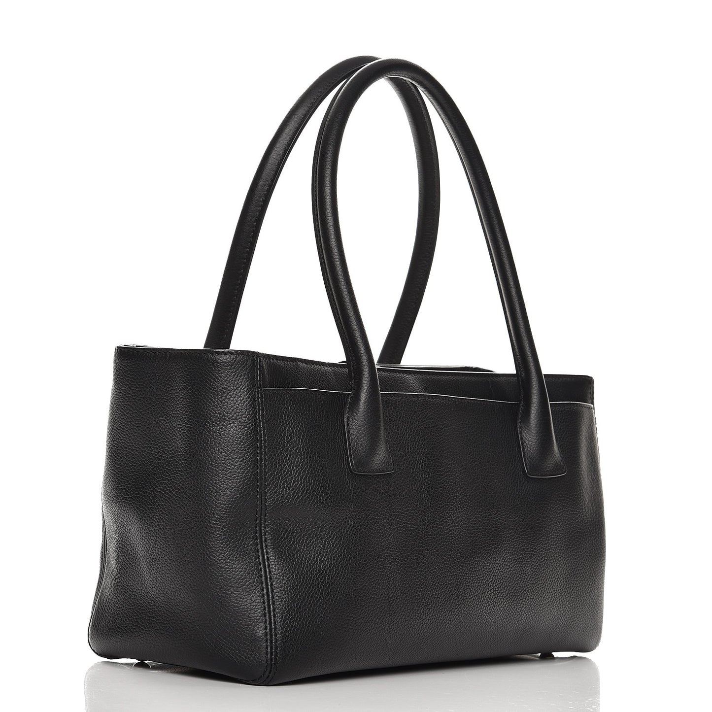Calfskin Small Cerf Shopper Tote Black