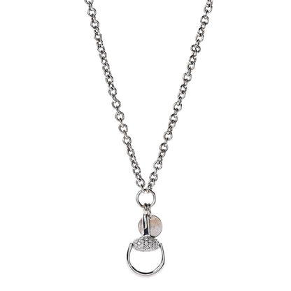 Gucci 18K White Gold Diamond Horsebit Pendant Necklace 1 of 5
