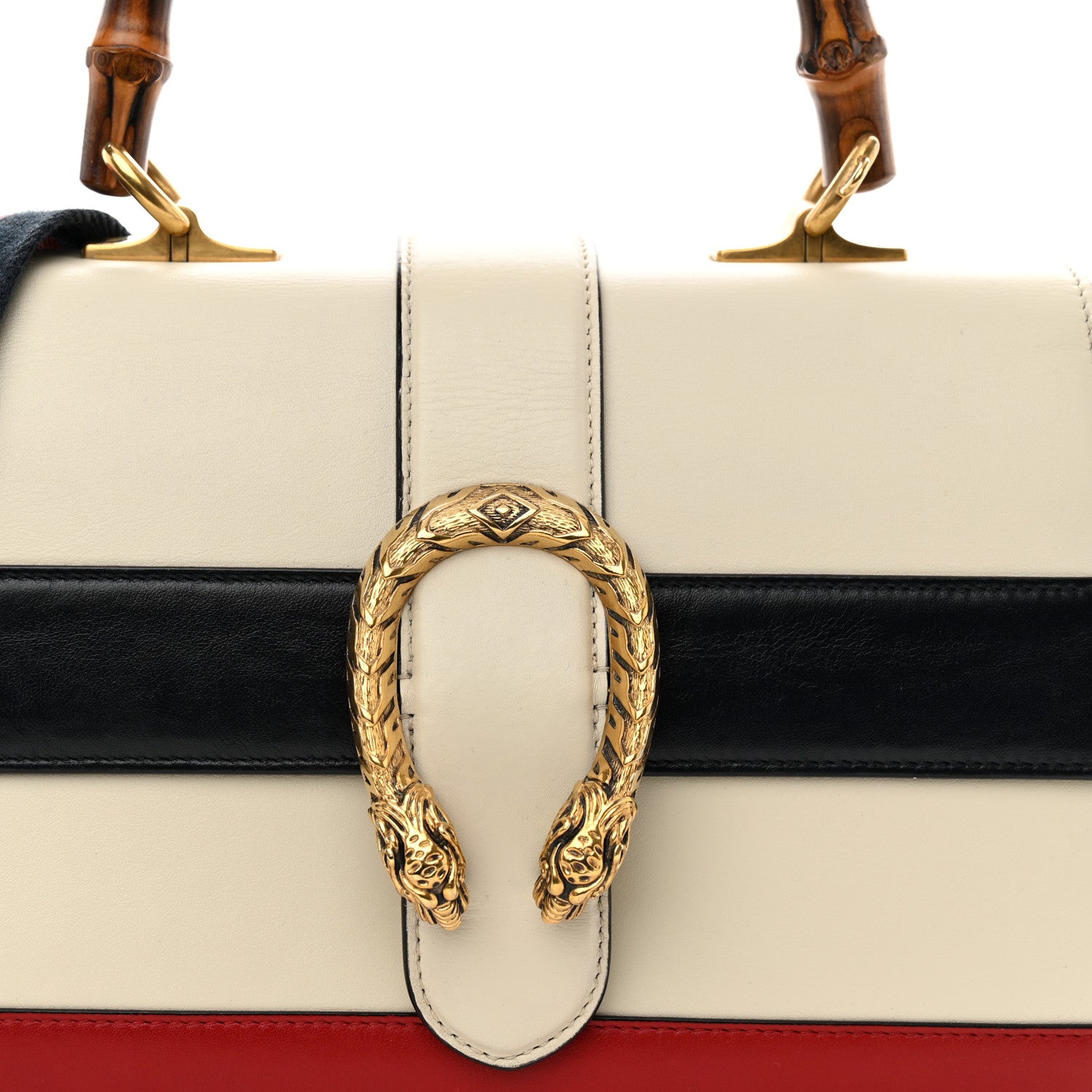 Gucci Calfskin Bamboo Web Medium Dionysus Top Handle Bag White Blue Hibiscus Red 9 of 15