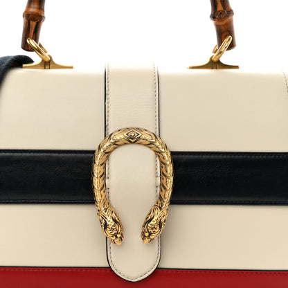 Gucci Calfskin Bamboo Web Medium Dionysus Top Handle Bag White Blue Hibiscus Red 9 of 15