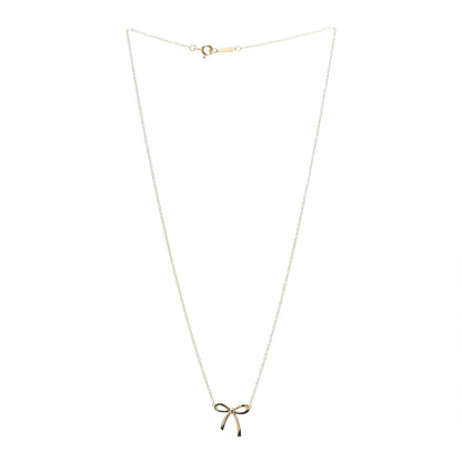 Tiffany 18K Yellow Gold Mini Bow Pendant Necklace 3 of 6