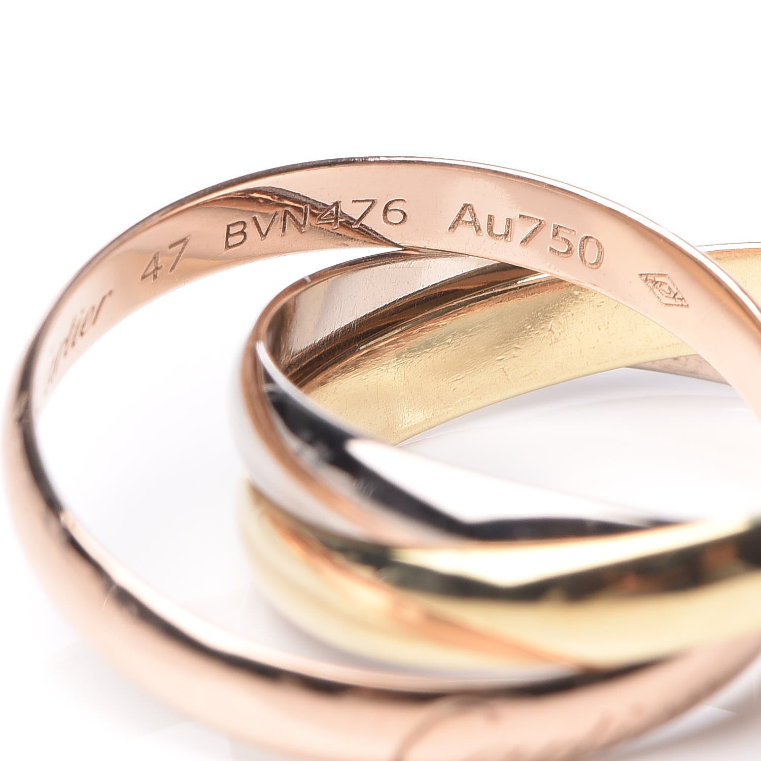 Cartier 18K Pink Yellow White Gold Small Trinity Ring 47 4 10 of 11