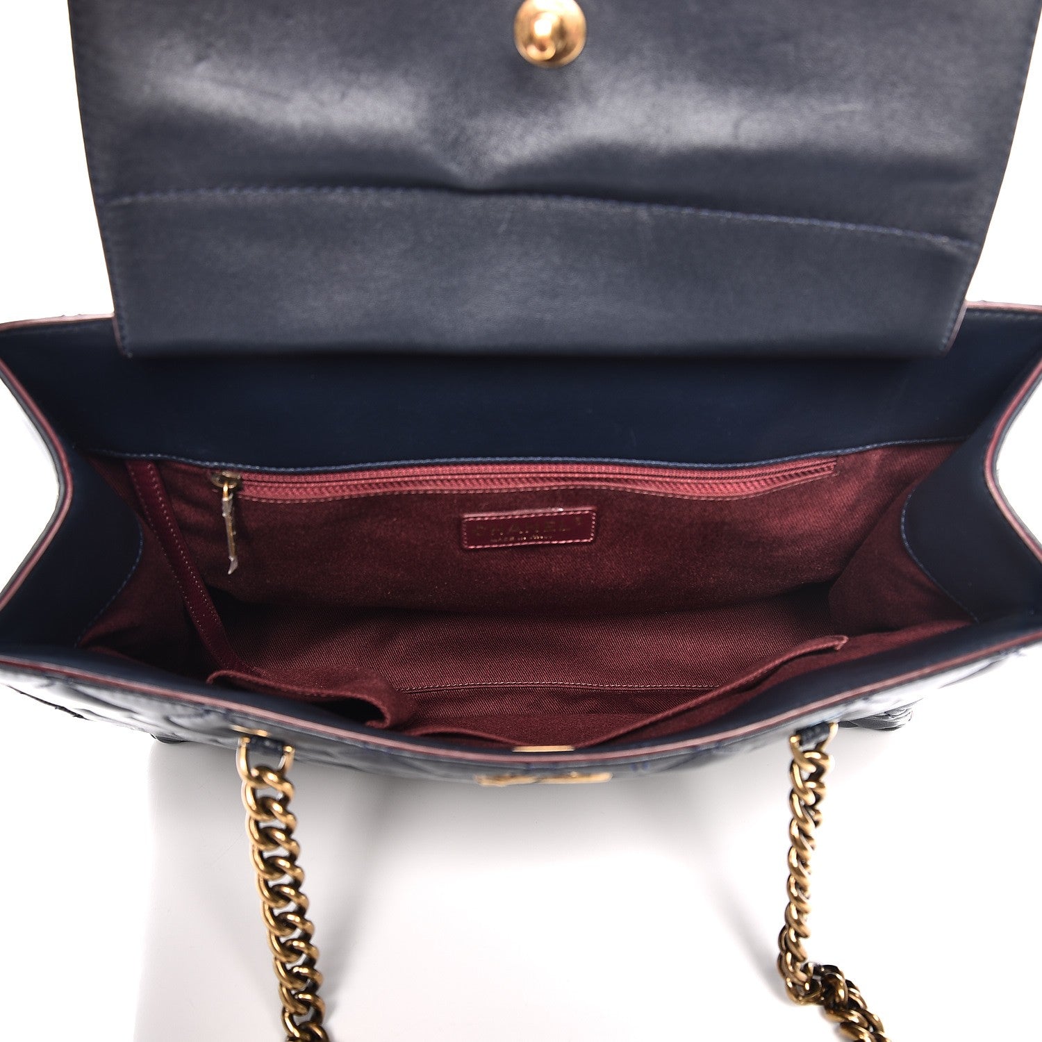 Chanel Calfskin Quilted Tote Dark Navy Red 5 of 18