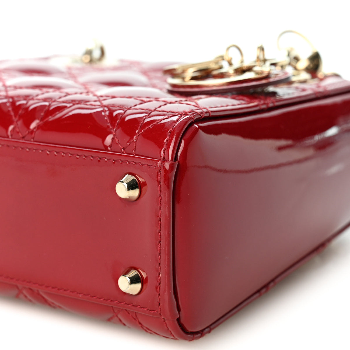 Patent Cannage Mini Lady Dior Red