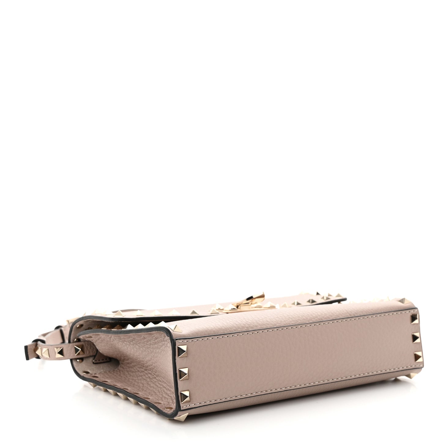 Pebbled Calfskin Medium Rockstud Flip Lock Crossbody Bag Poudre