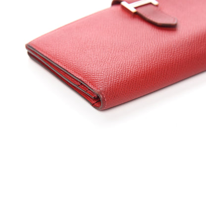 Hermes Epsom Bearn Gusset Wallet Rouge Casaque 8 of 13