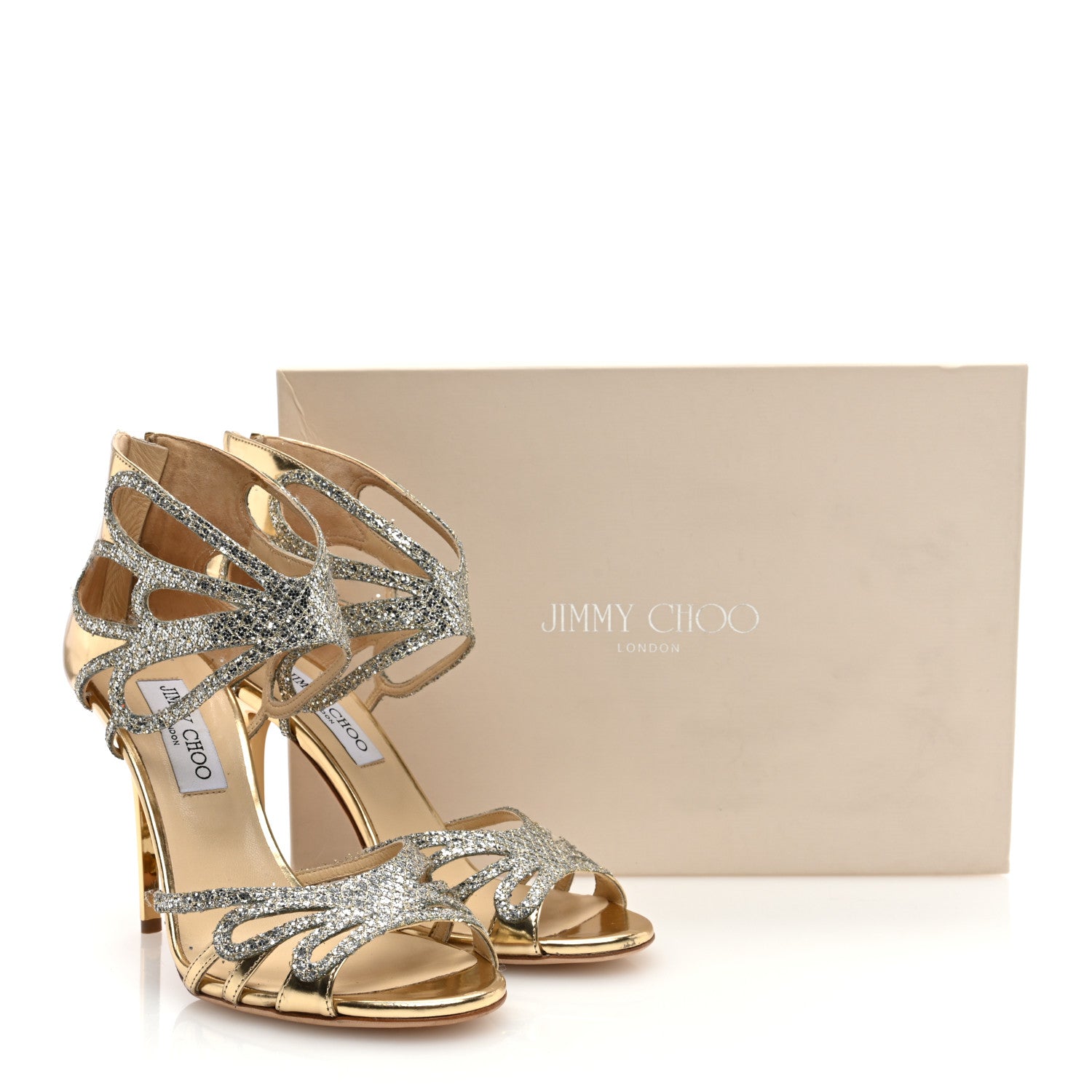 Jimmy Choo Coarse Glitter Fab Pumps 38 Gold Champange 7 of 8
