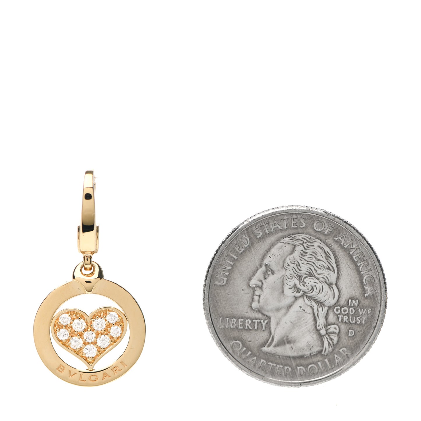 18K Yellow Gold Diamond Tondo Heart Charm