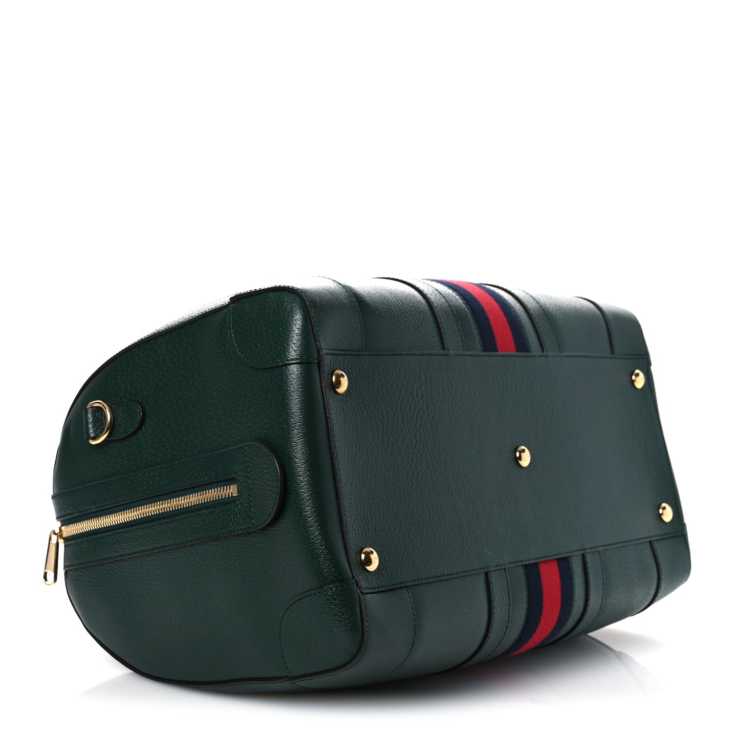 Gucci Textured Dollar Calfskin Web Medium Savoy Duffle Bag Green 3 of 10