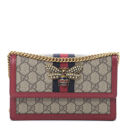 Gucci GG Supreme Monogram Web Queen Margaret Chain Wallet Red 1 of 10