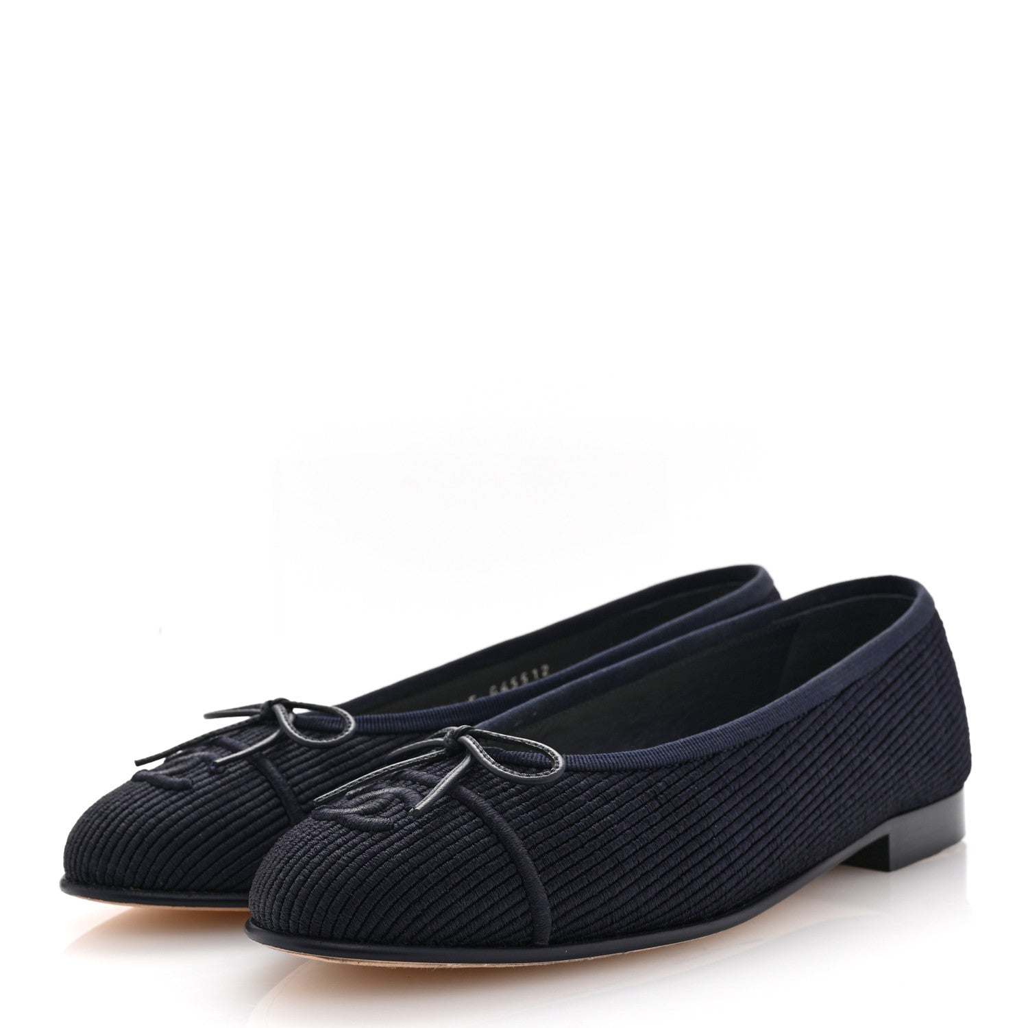 Chanel Embroidered Fabric Cap Toe CC Ballerina Flats 37 Dark Navy Blue 4 of 11