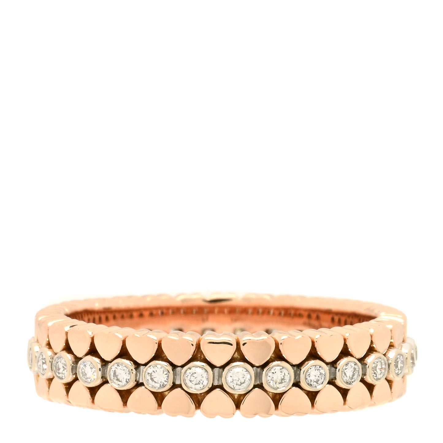 18K Rose Gold Diamond Crown of Hearts Band Ring 49 5
