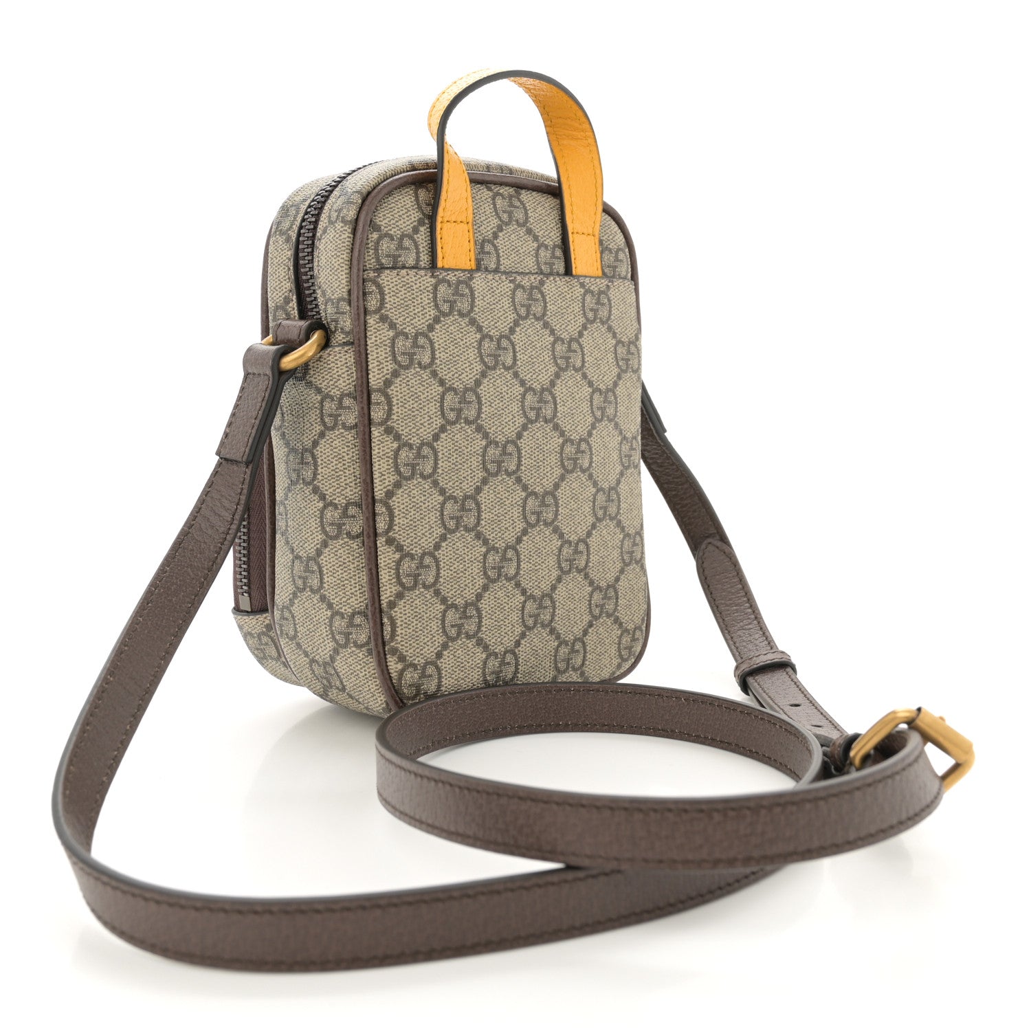 Gucci GG Supreme Monogram Mini Neo Vintage Double Zip Messenger Bag Beige New Acero Crop 3 of 10