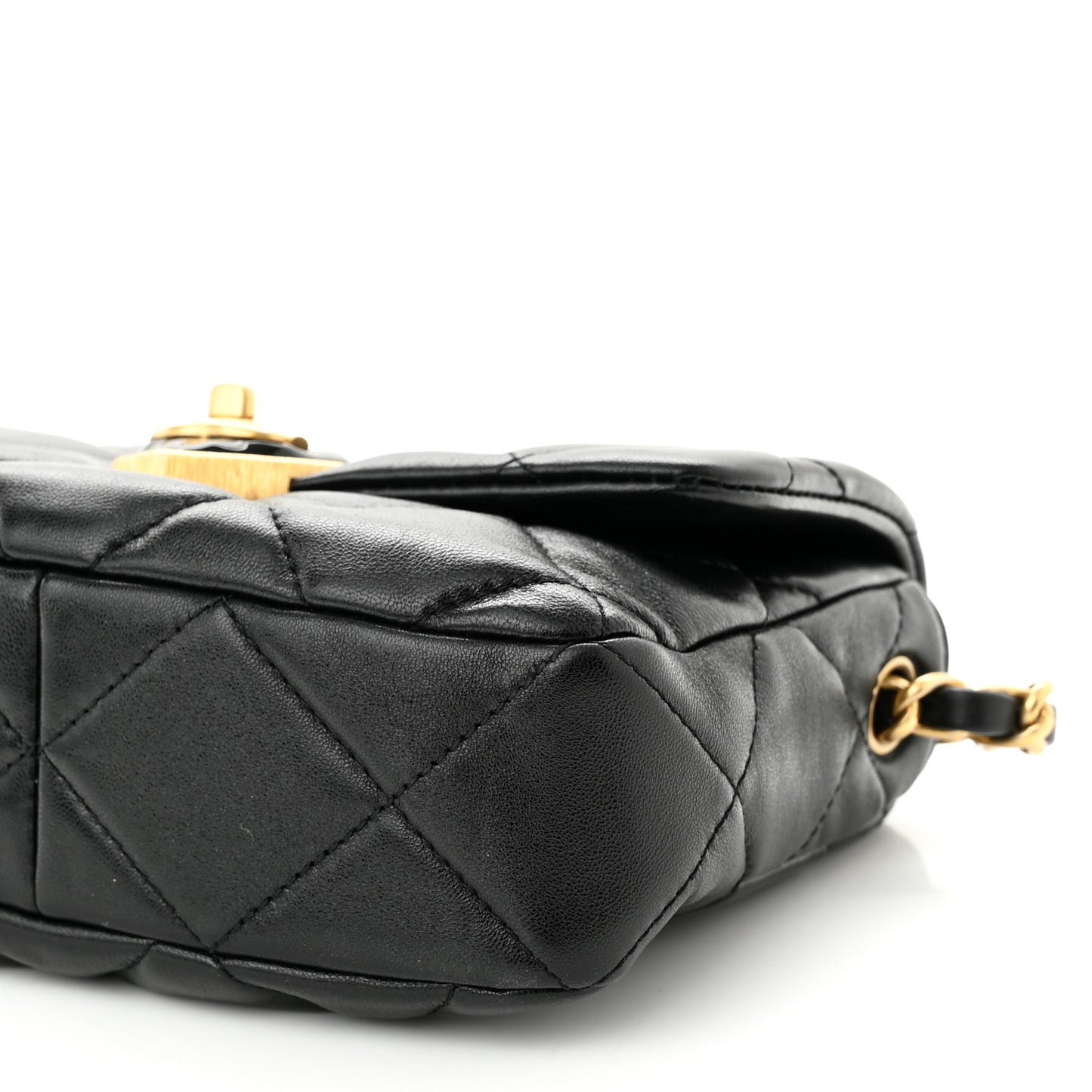 Lambskin Plexiglass Quilted Coco Love Mini Flap Black
