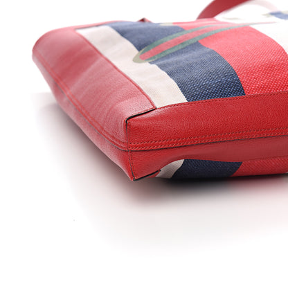 Gucci Canvas Calfskin Sylvie Stripe Logo Mens Tote Red White Blue 7 of 9