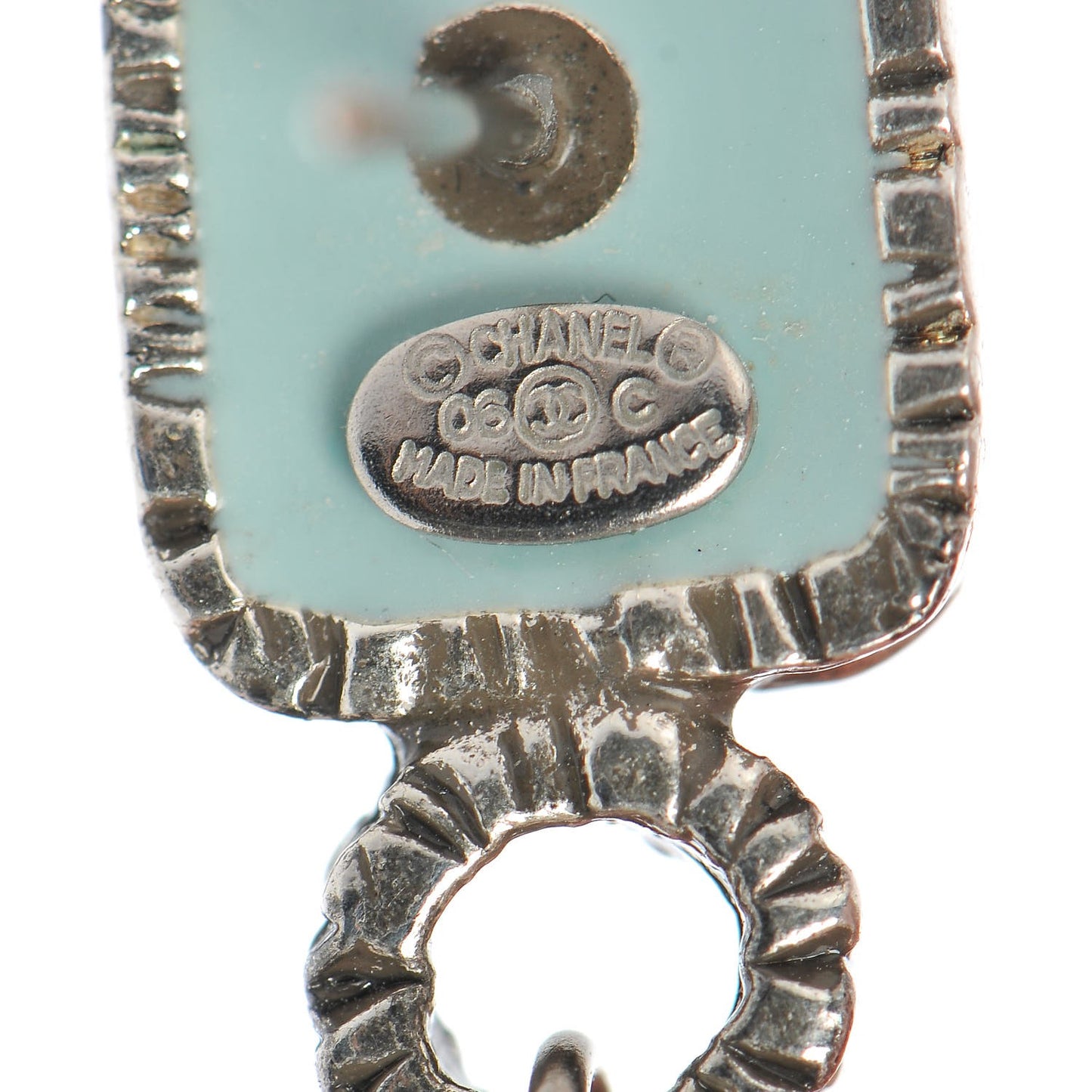 Enamel Square CC Drop Earrings Blue